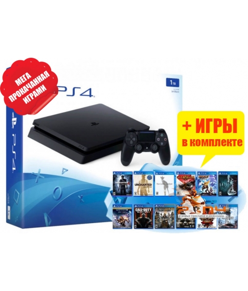 SONY PLAYSTATION 4 SLIM 1TB (PS4 SLIM) + 55 ИГР