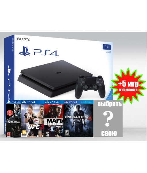 SONY PLAYSTATION 4 SLIM 1TB (PS4 SLIM) +5 ИГР